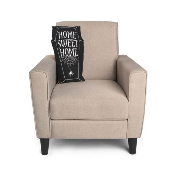 THRO Home Sweet Home Black Coffin Throw Pillow 9x20 Inch Spider Web Halloween - Picture 3 of 3
